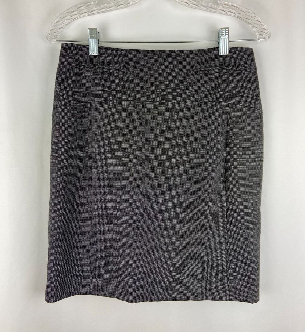 NWT Express Womens 4 Pencil Skirt Gray Textured Office Work Career Business Chic
